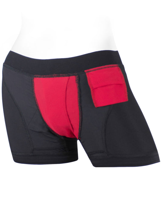 Spareparts Tomboii Plus Size Packing Boxer Briefs - Black & Red Nylon