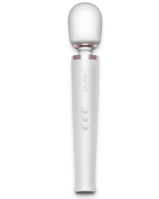 Le Wand Cordless Vibrating Massager - White horizontal on a white background showing the buttons