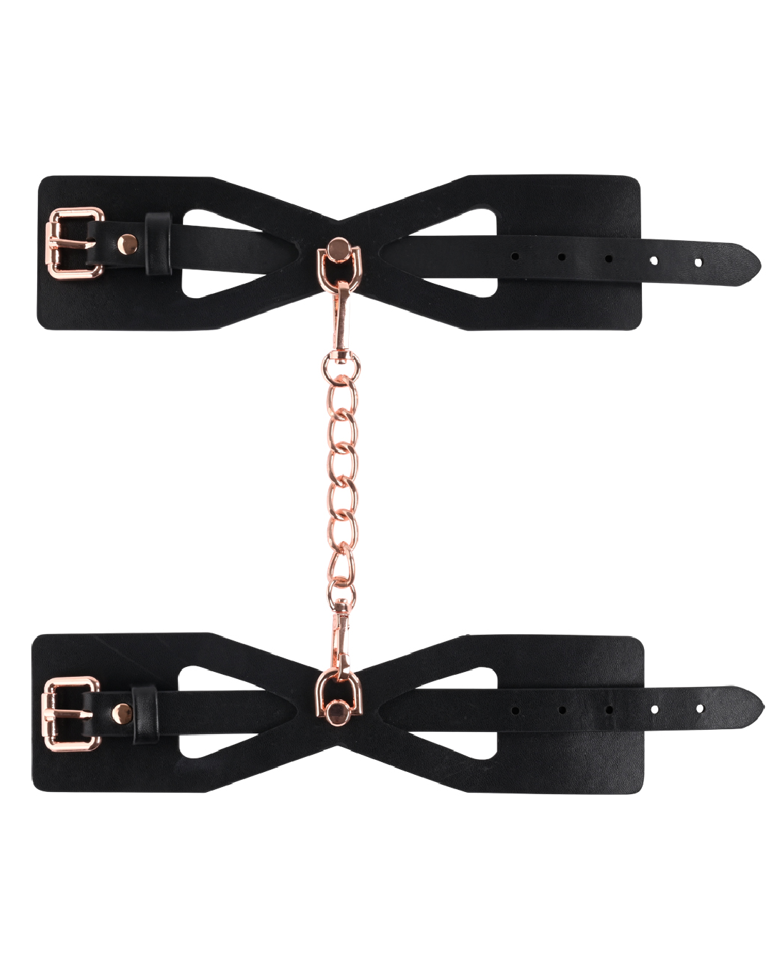 Sex And Mischief Brat Handcuffs linked with chain on white background