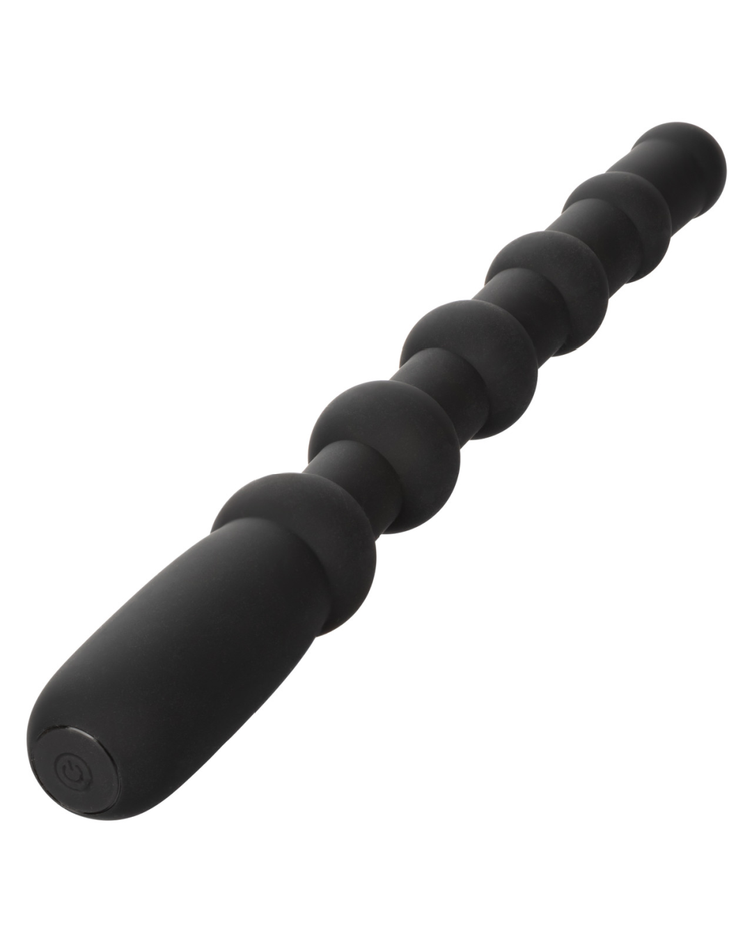 Rechargeable X-10 Powerful Black Silicone Vibrating Anal Beads angled view