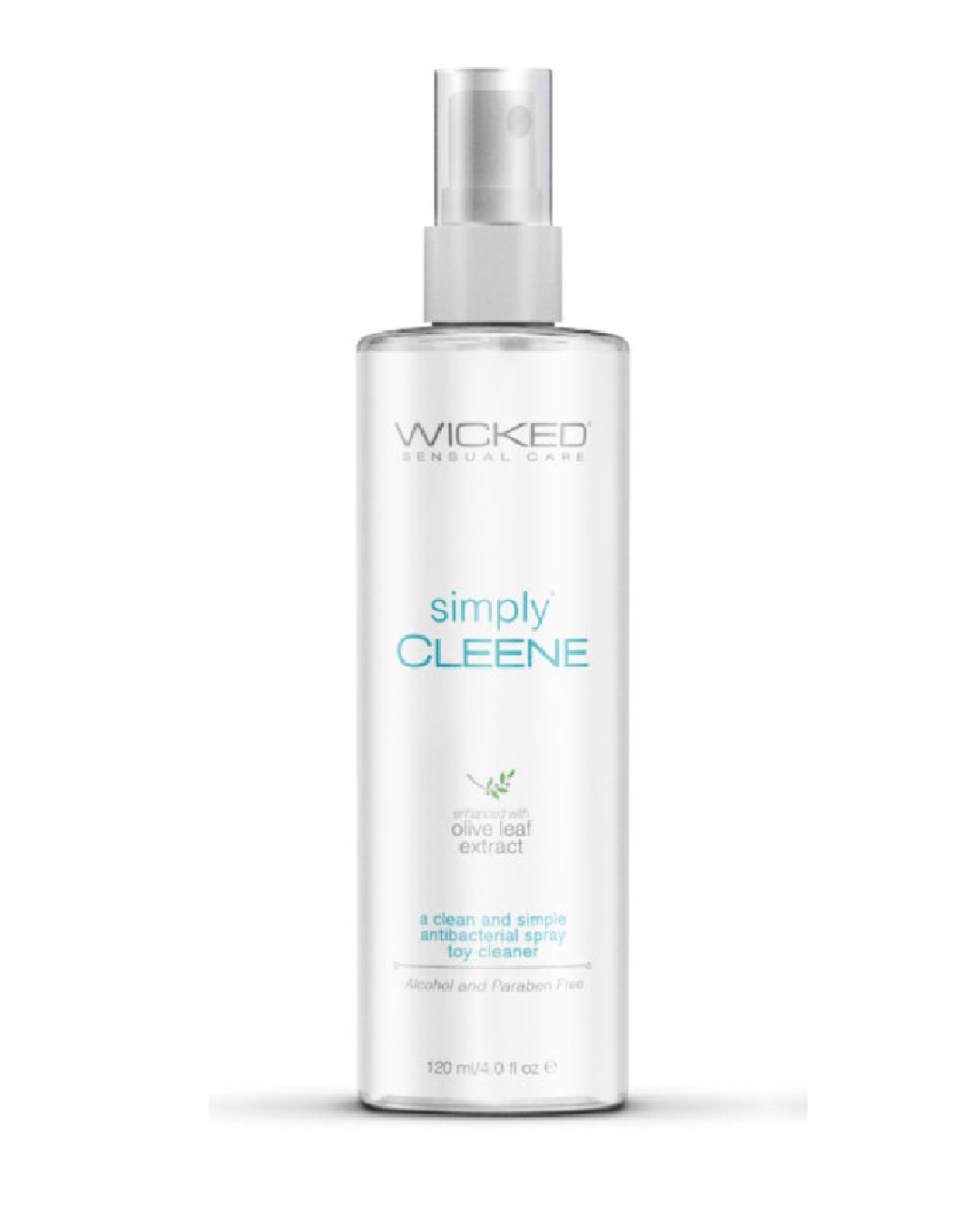 Wicked Simply Cleene Antibacterial Toy Cleaner 4 oz Spray white bottle with blue writing