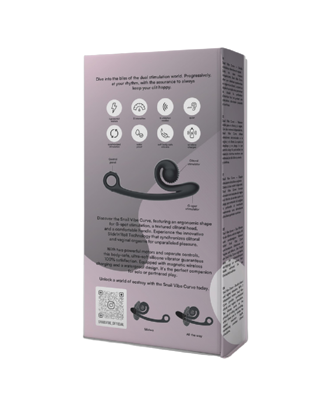Snail Vibe Curve Ultra Powerful 2 Motor Dual Stimulating Vibrator - Black