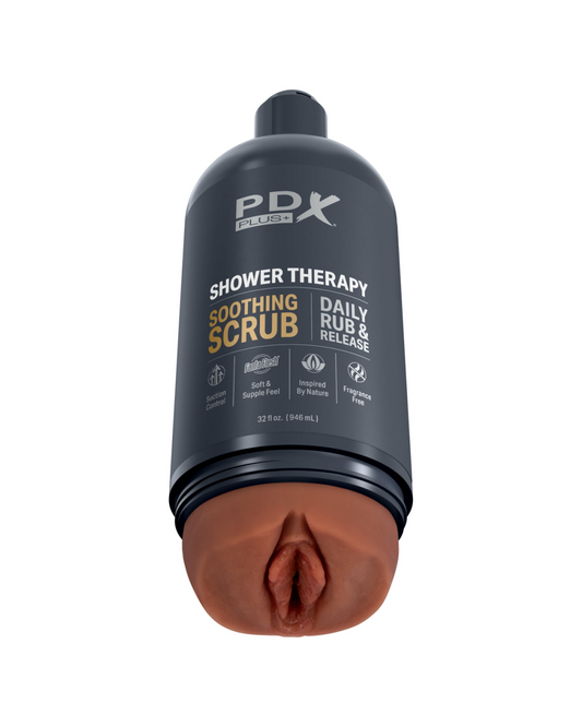 Shower Therapy Discreet Realistic Stroker with Mount - Chocolate