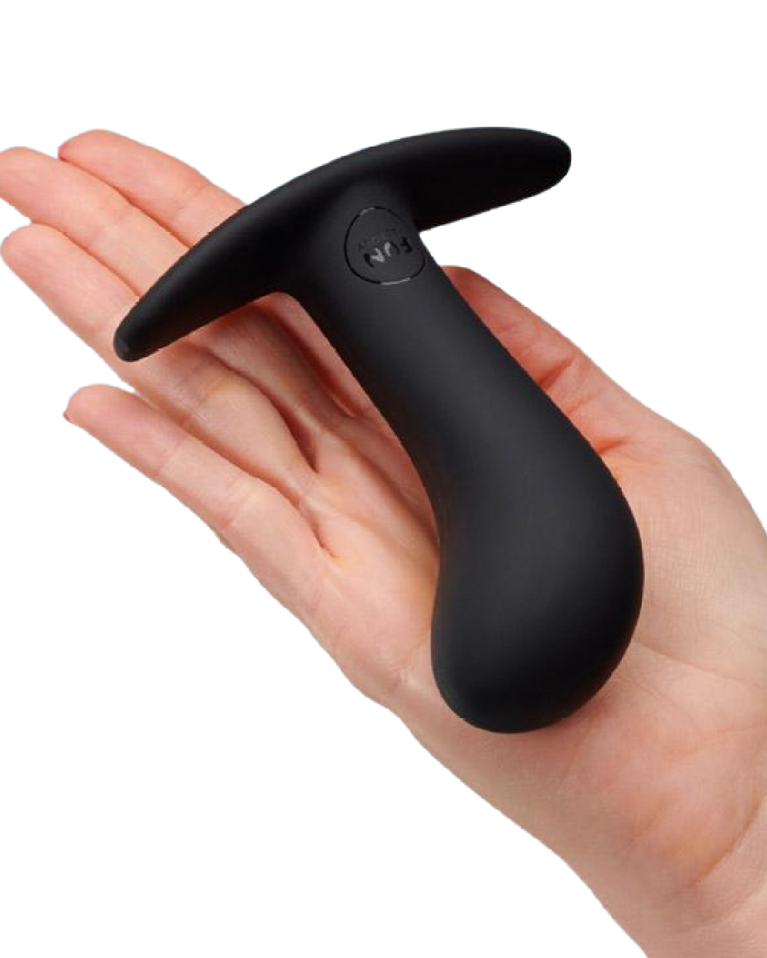 Fun Factory Bootie Large Silicone Anal & Prostate Plug - Black held in a hand
