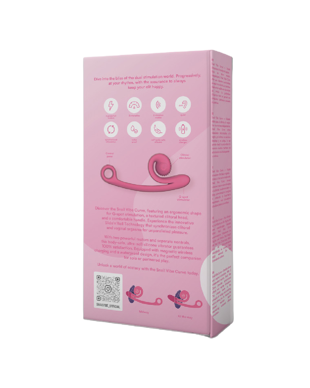 Snail Vibe Curve Ultra Powerful 2 Motor Dual Stimulating Vibrator - Pink