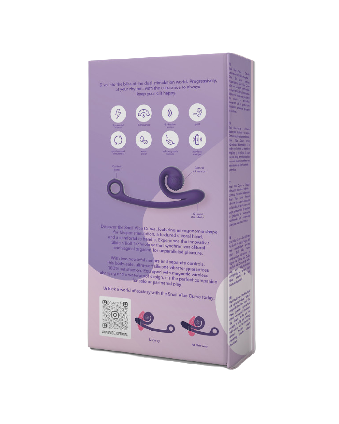 Snail Vibe Curve Ultra Powerful 2 Motor Dual Stimulating Vibrator - Purple