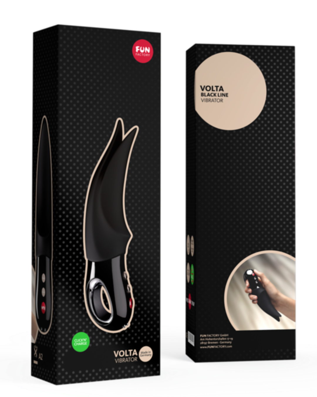 Fun Factory Volta Black Line Rechargeable External Vibrator - Black in the box