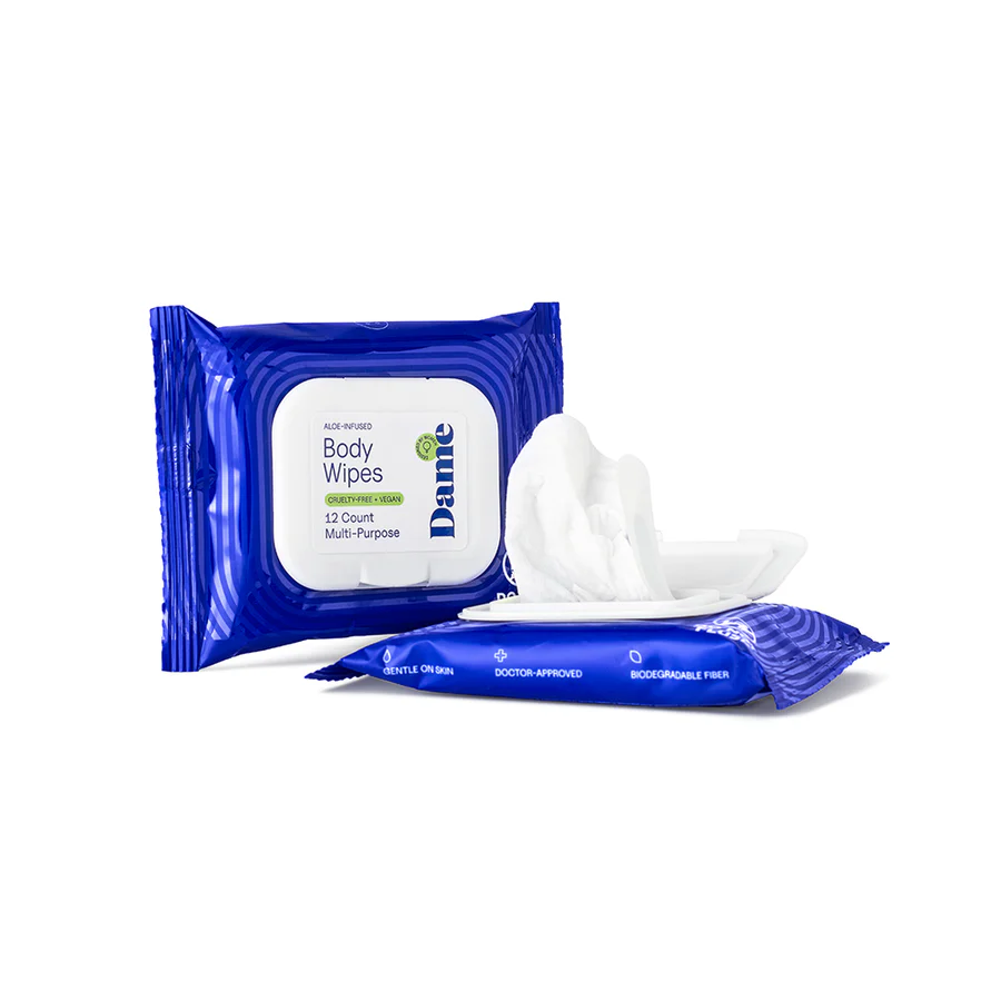Dame Aloe Infused Biodegradable Intimate Body Wipes - 25 Count