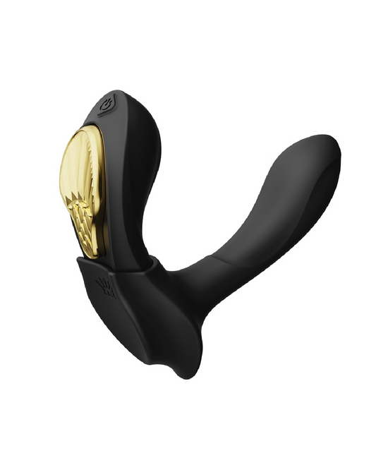 Zalo Aya Bluetooth G-Spot Wearable Panty Vibrator - Black with gold accents 