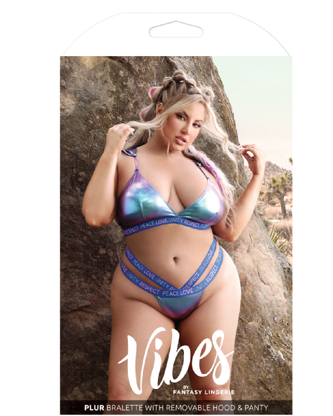 Holographic Bralette With Removable Hood & Panty Set Queen Size