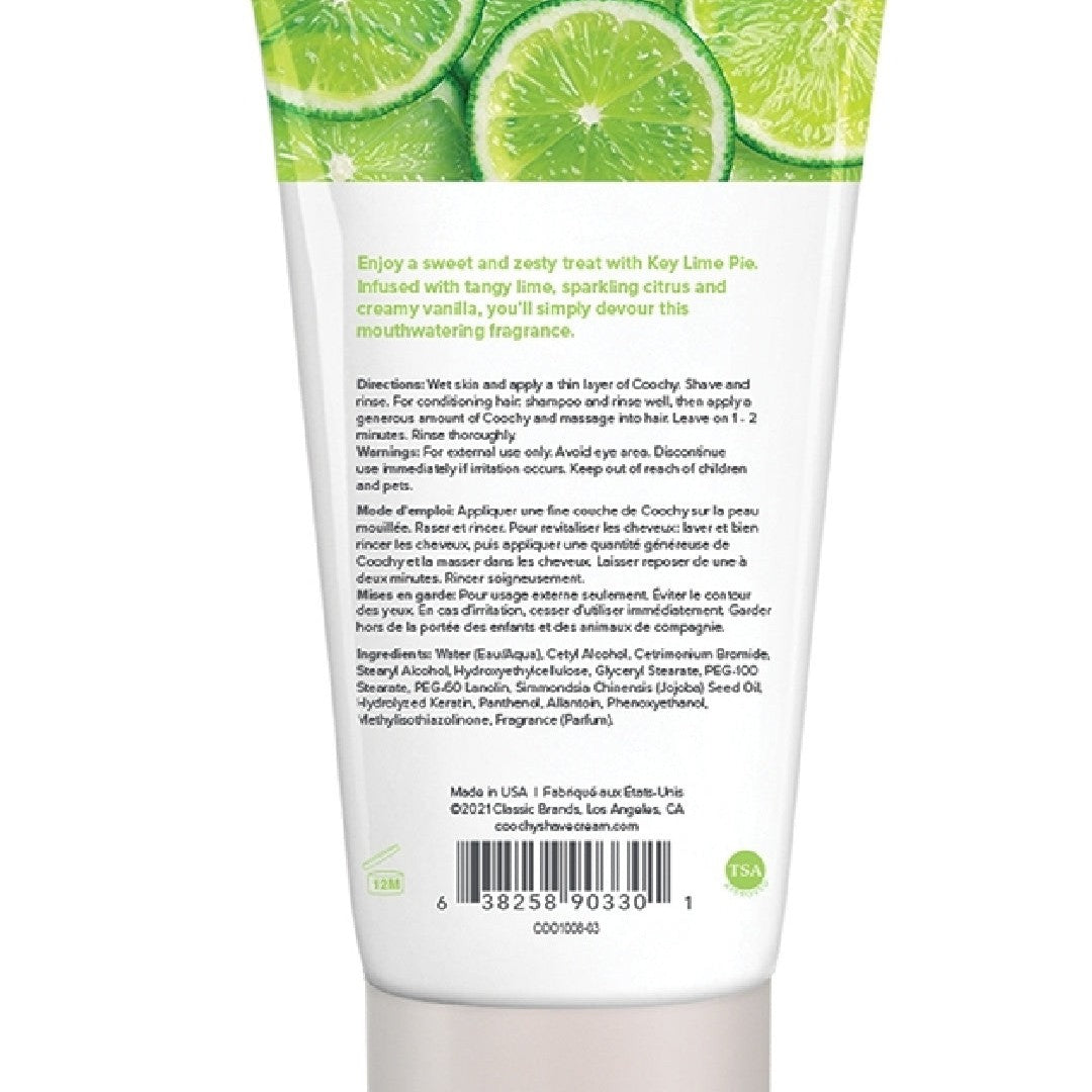 Coochy Oh So Smooth Shave Cream - Key Lime Pie back of tube 