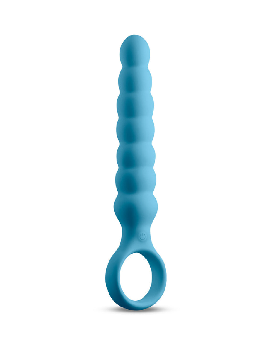 Lucent Vibrating Anal Probe with Finger Loop upright on white background 