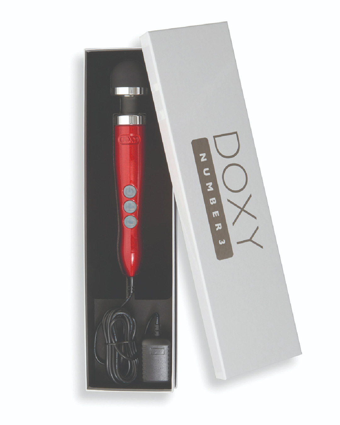Doxy Number 3 Aluminum Extra Powerful Wand Vibrator - Candy Red