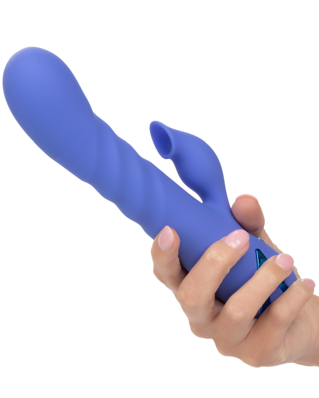 California Dreaming LA Love Rabbit Vibrator with Clitoral Suction in model's hand 