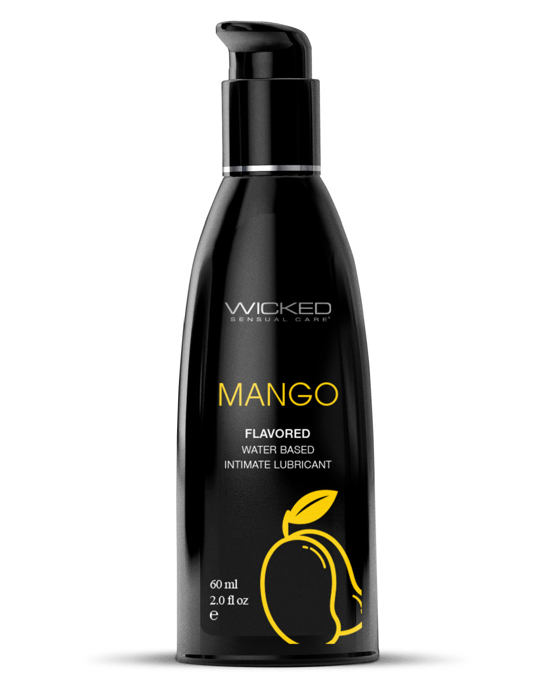 Wicked Aqua Mango Flavored Water Based Lubricant 2 oz black bottle yellow writing 