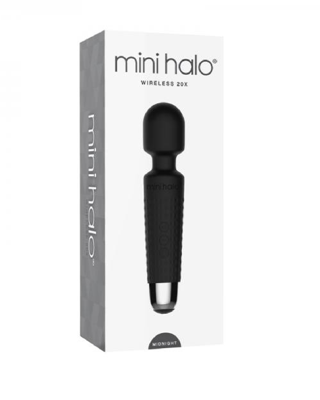 White prod box with black vibe on it and black writing that says Mini Halo 