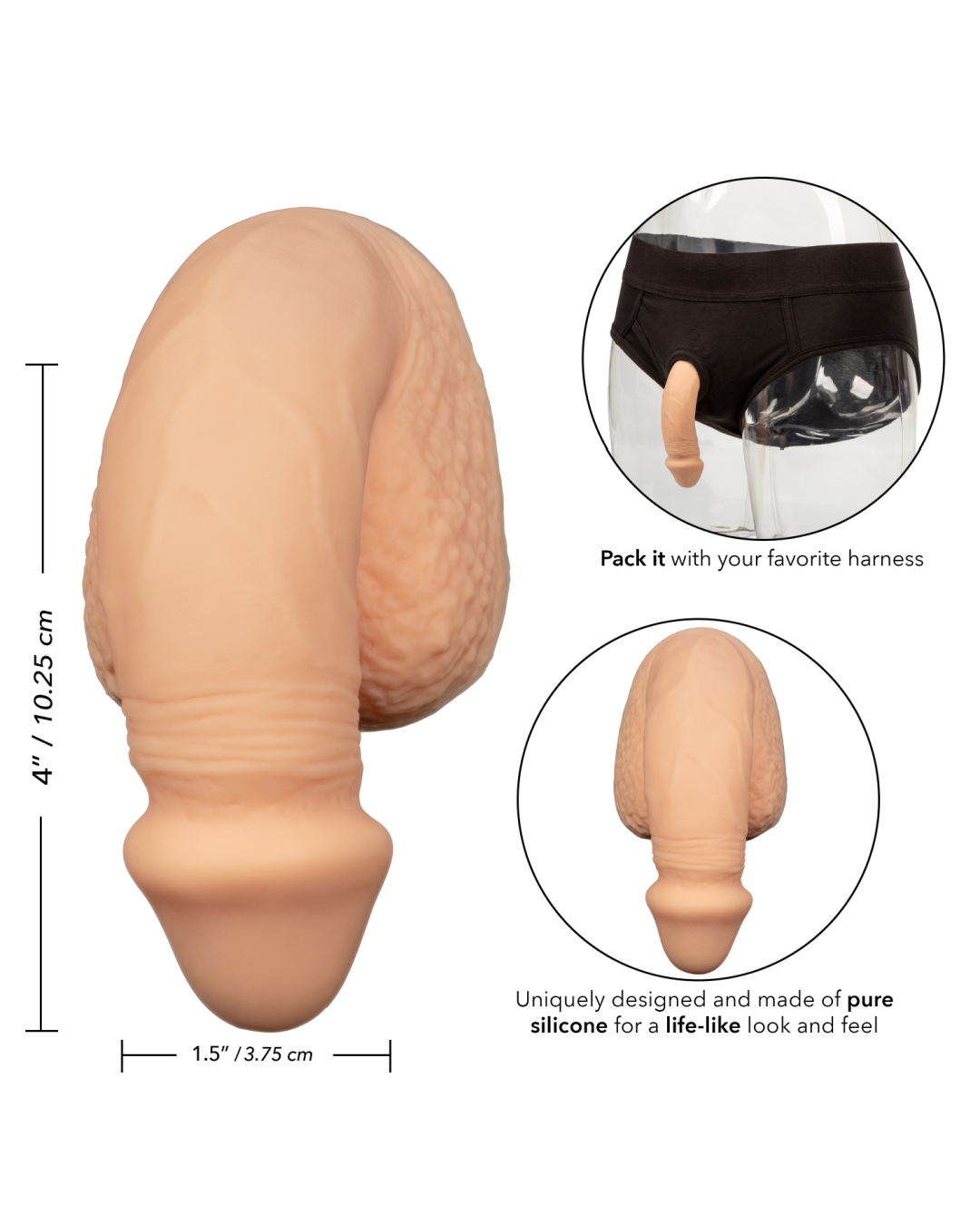 Packer Gear Silicone Packing Penis 4 Inch - Vanilla
