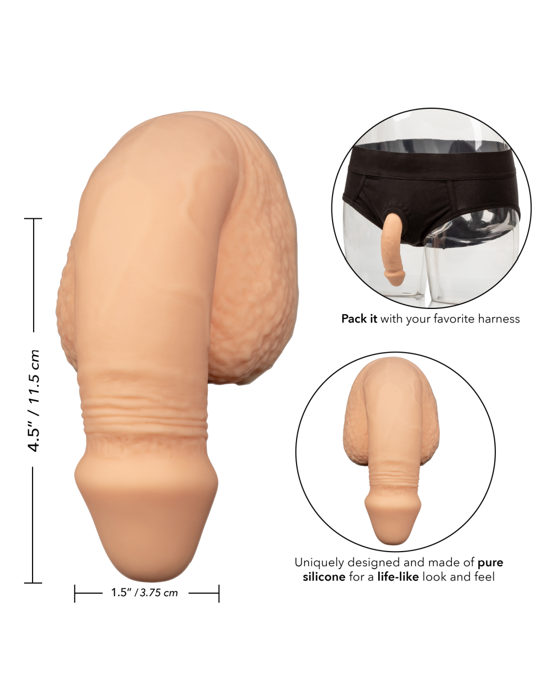 Packer Gear Silicone Packing Penis 5 Inch - Vanilla