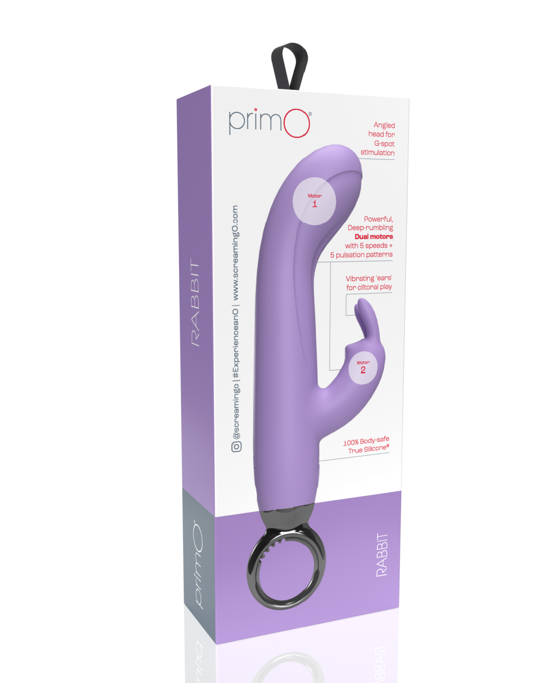 Screaming O Primo Rabbit Vibrator with Finger Loop  back of product box 