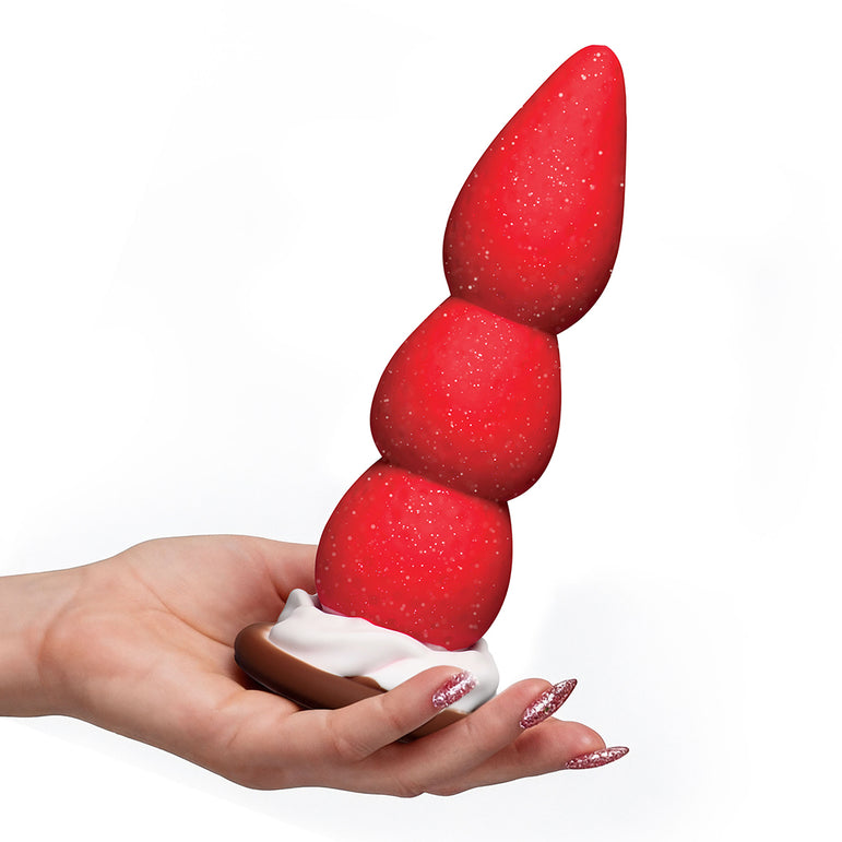 Strawberry Sweet Cream Silicone Dildo  Suction Cup & Harness Compatible   PleasureCurve
