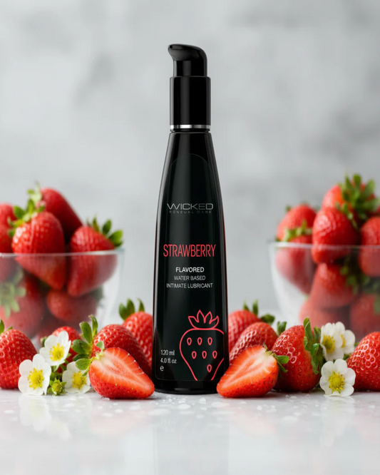 Wicked Aqua Strawberry Flavored Water Based Lubricant Various Sizes