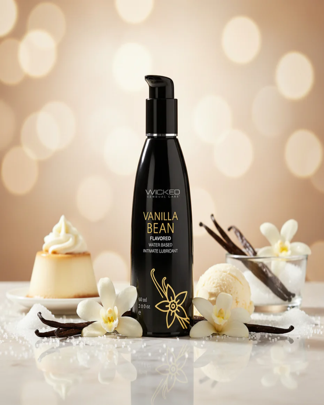Wicked Aqua Vanilla Bean Flavored Water Based Lubricant - Various Sizes