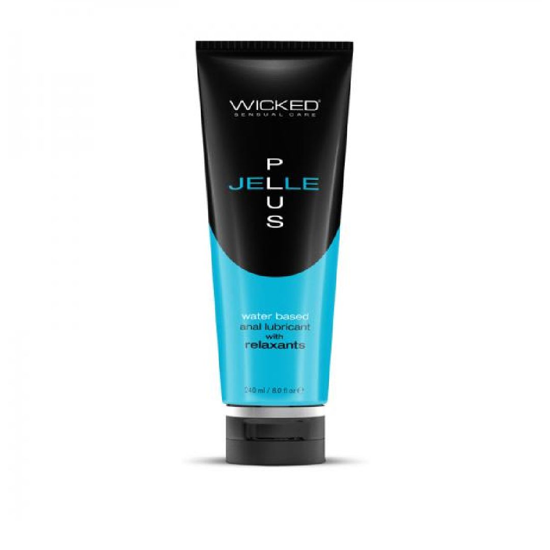 Wicked Jelle Plus Anal with Relaxant - 8oz teal and black bottle 