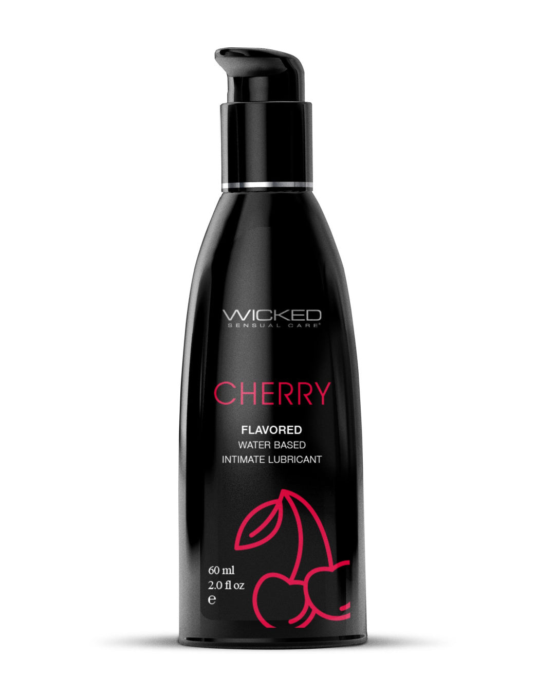 Wicked Aqua Cherry Flavored Water Based Lubricant 2 oz black bottle red writing 