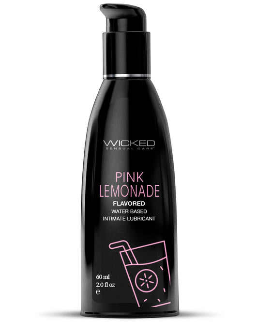 Wicked Aqua Pink Lemonade Flavored Water Based Lubricant 2 oz BLACK BOTTLE WITH PINK WRITING 