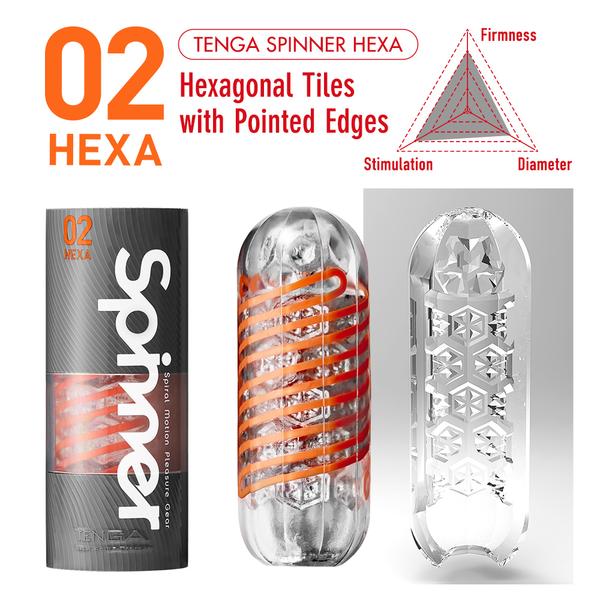 Tenga Spinner Penis Masturbation Cup 02 Hexa showing inner texture 