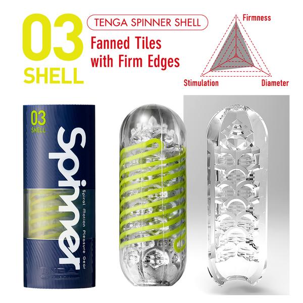 Tenga Spinner Penis Masturbation Cup 03 Shell showing inner textures