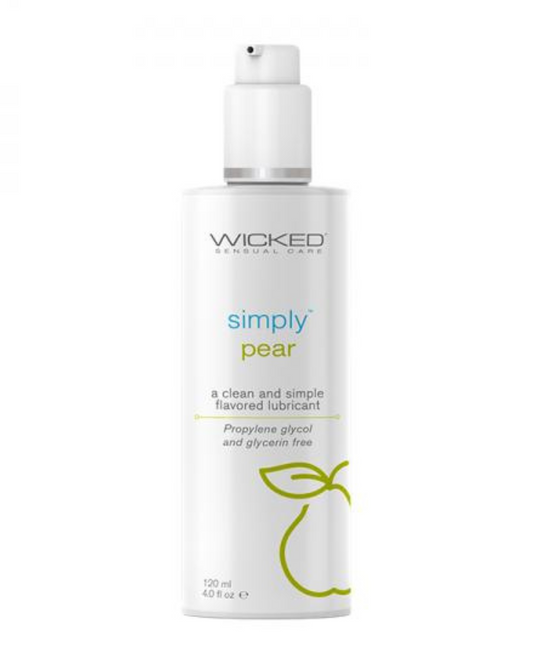 Wicked Simply Pear Flavored Water Based Lubricant 4oz on a white background