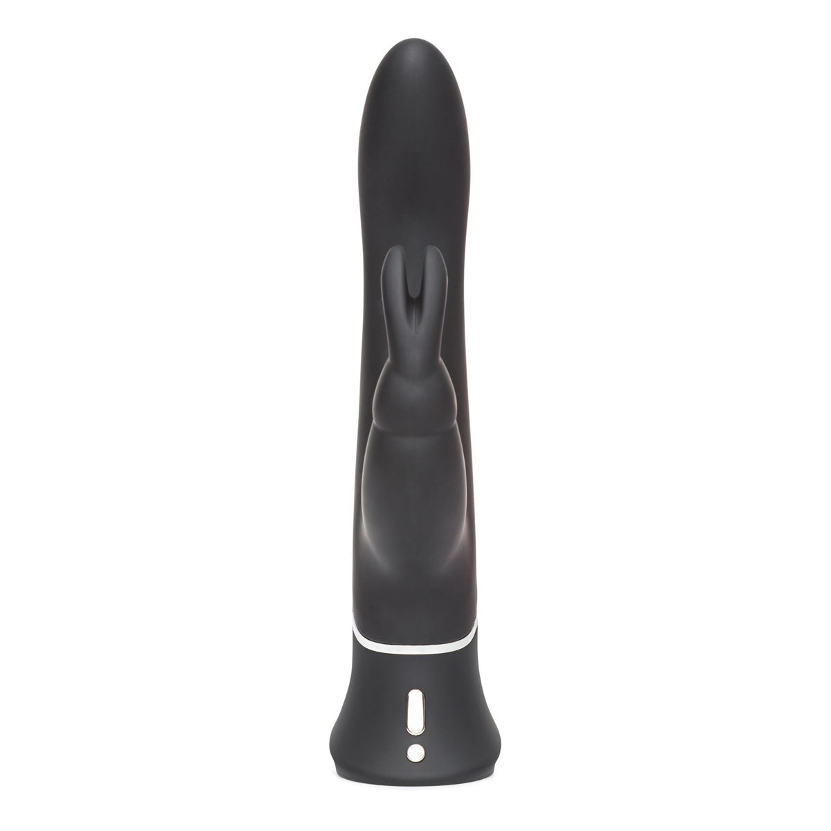 Happy Rabbit Elite Triple Curve Vibrator by Lovehoney - Black front view of the tickler and control buttons