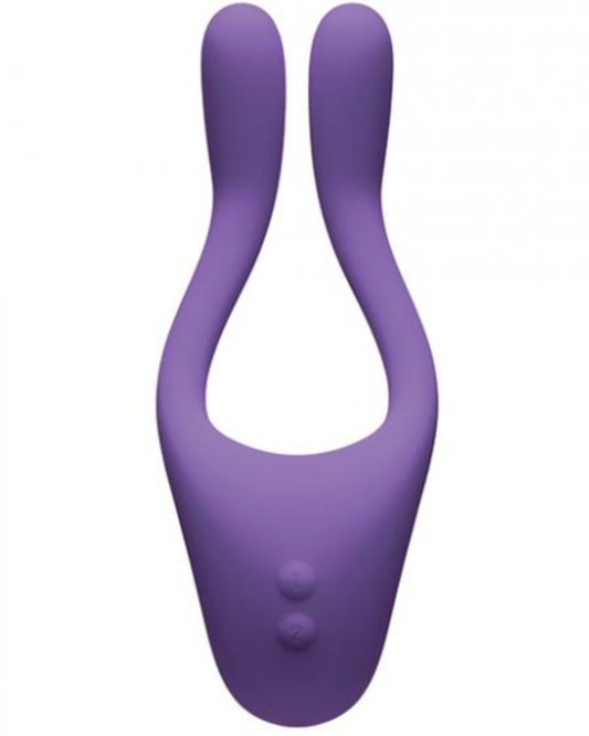 Tryst V2 Bendable Multi Purpose Vibrator with Remote  - Purple against a white background face on to the camera showing control buttons
