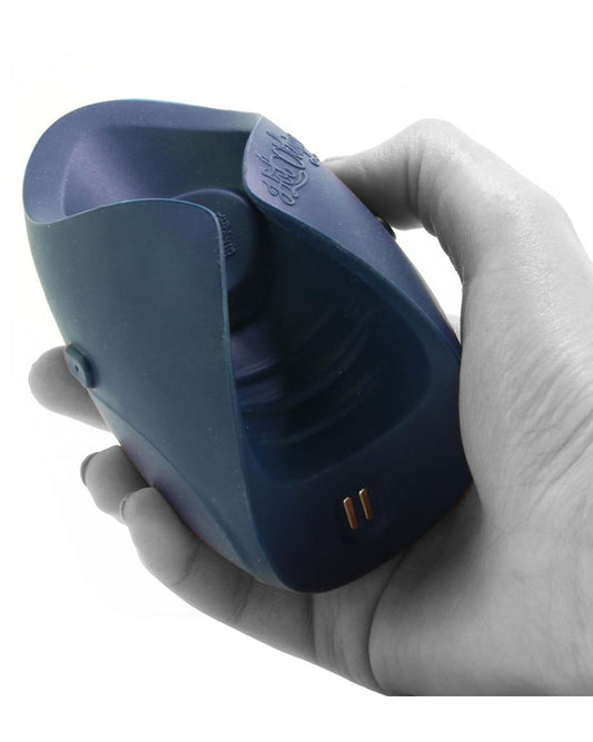 Hot Octopuss Pulse III Duo Remote Controlled Vibrating Penis Masturbator held in a hand on a white background
