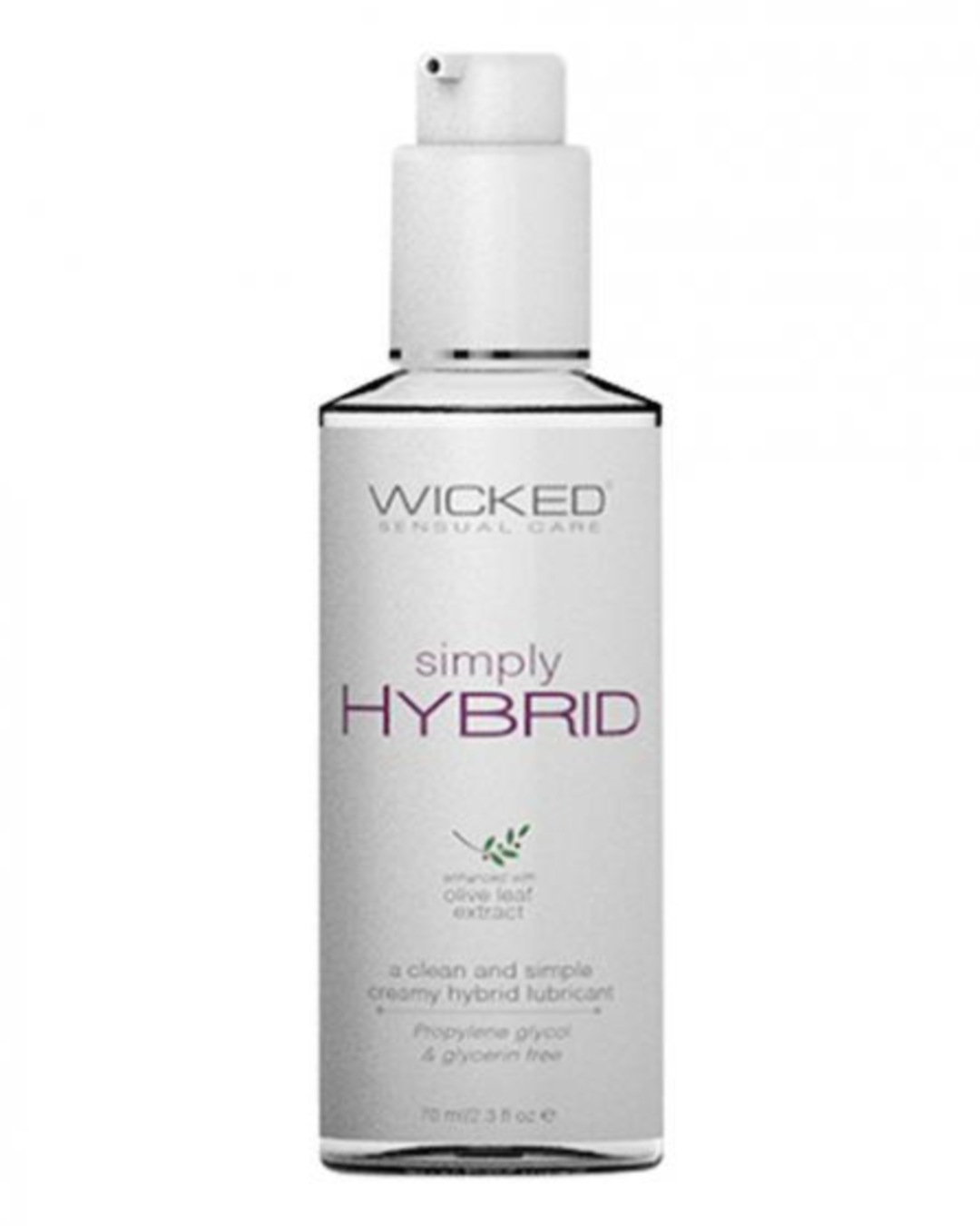 Wicked Simply Hybrid Lubricant 2.3 fl oz bottle close up 