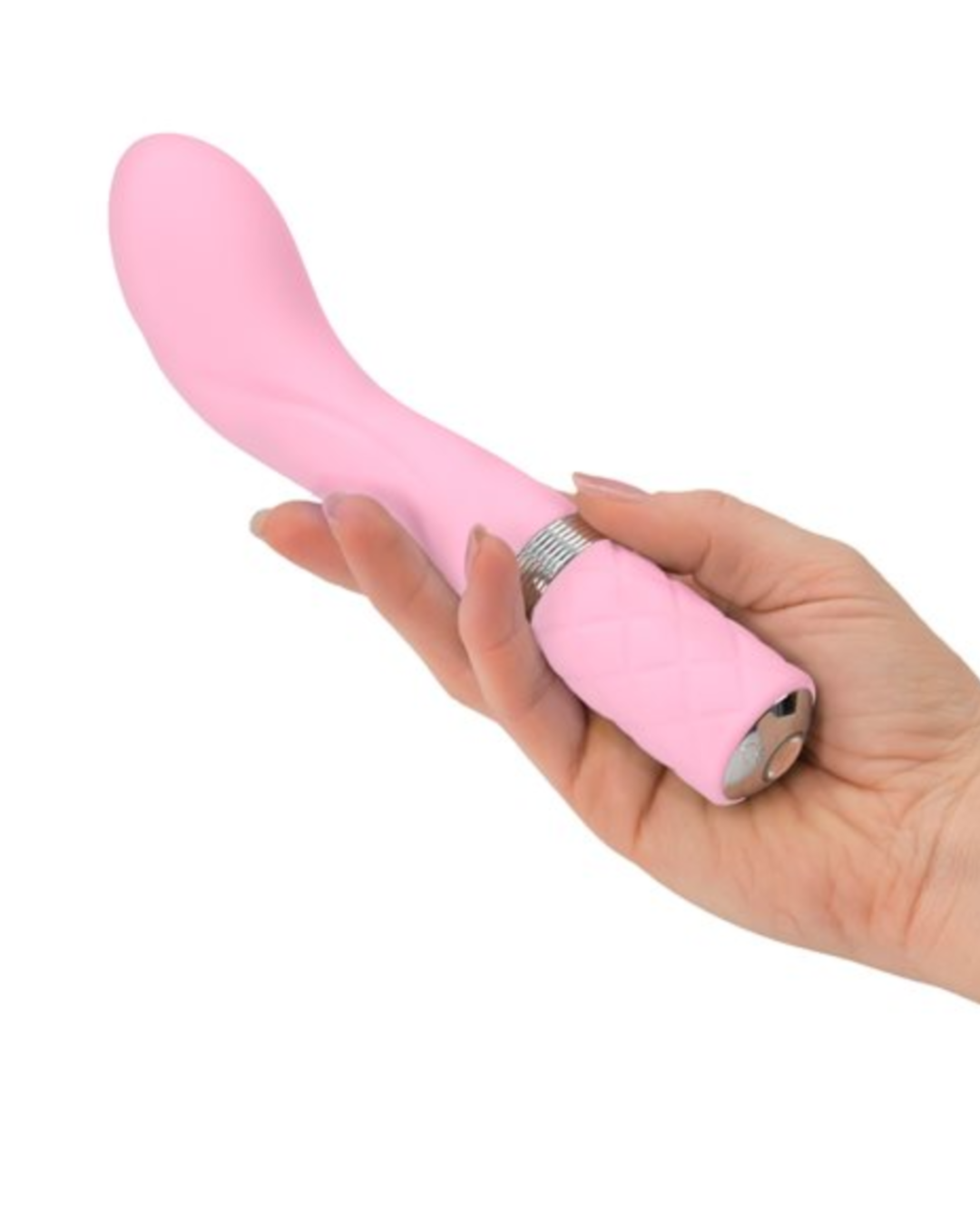 Pillow Talk Sassy G-spot Vibrator by BMS - Pink held in a hand