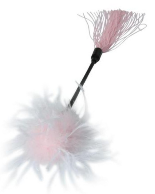Sex & Mischief Whip & Tickle Feather Tickler & Whip - Pink & White