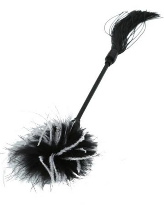 Sex & Mischief Whip & Tickle Feather Tickler & Whip - Black & White