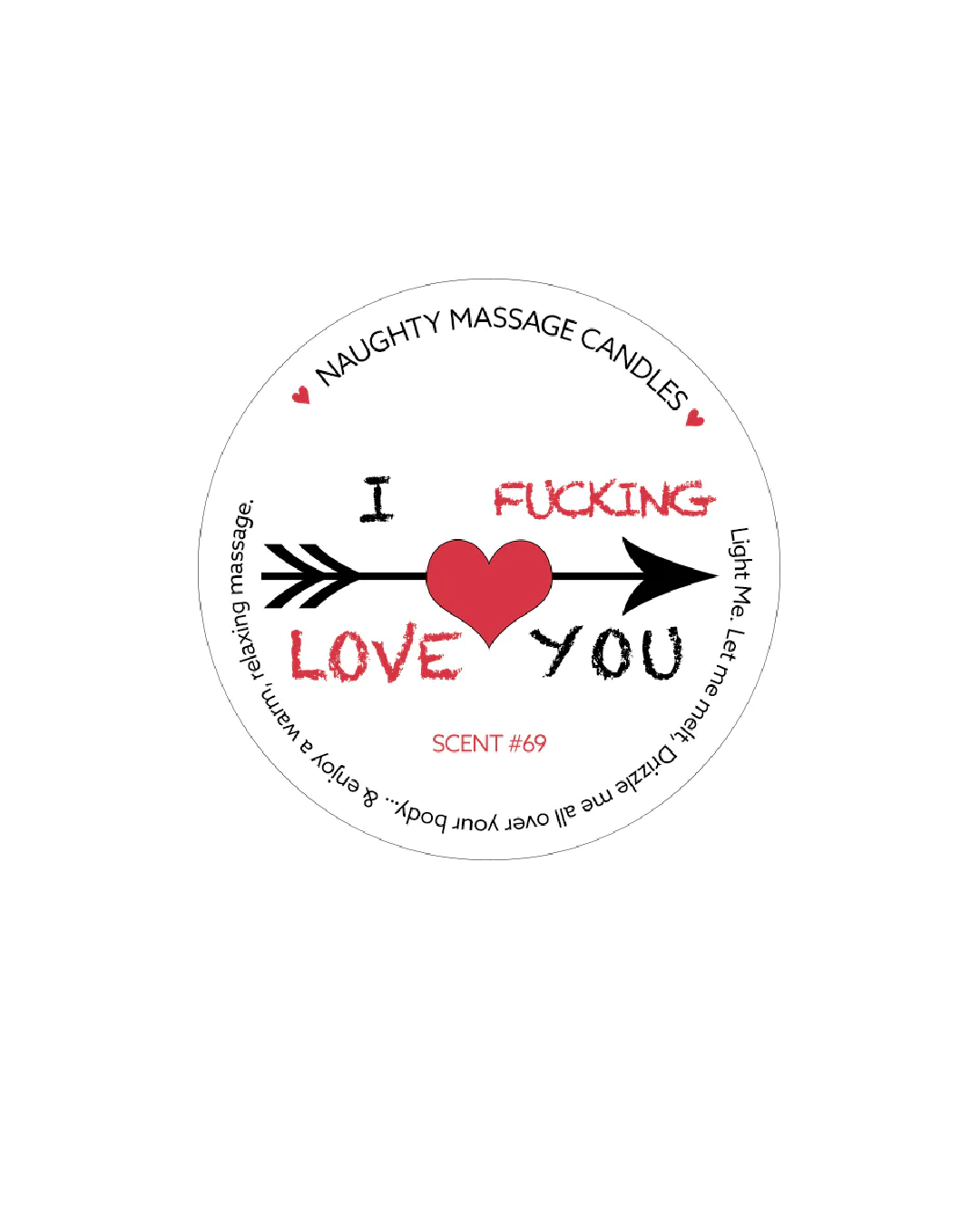Valentine Massage Oil Candle - I Fucking Love You  lid 