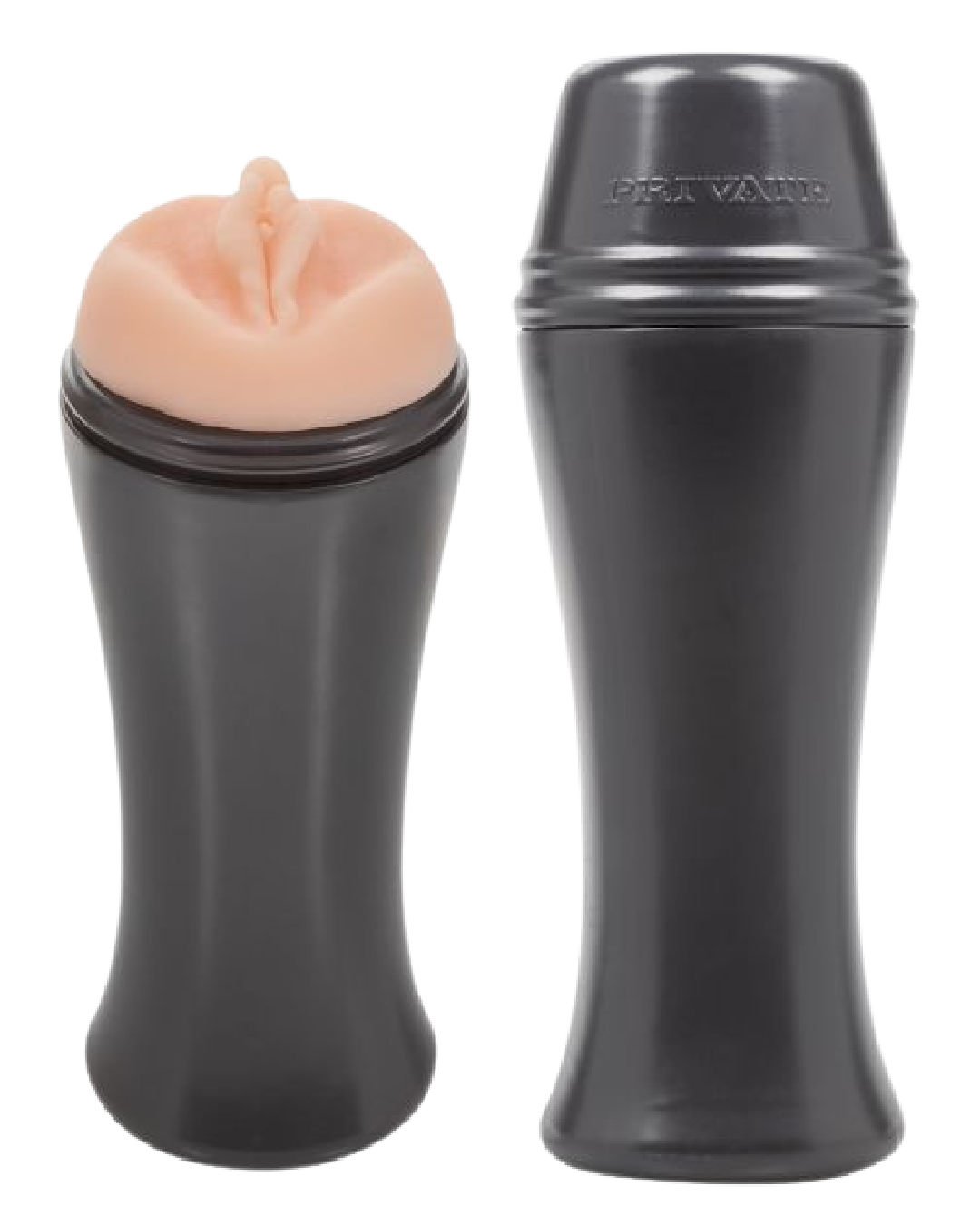 Private Hot Bombshell to Go Realistic Travel Stroker (Vagina)  two views - one with and one without the lid