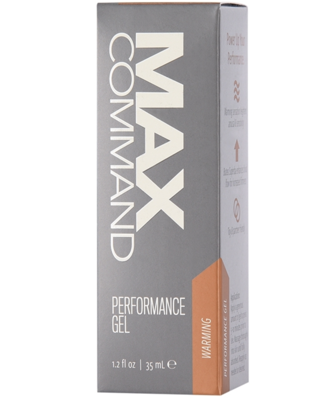 Max Command Performance Gel - Warming 1.2 oz up close of box 