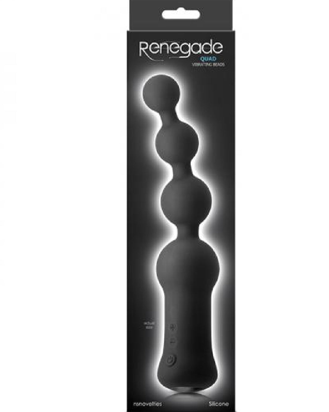 Renegade Quad Vibrating Anal Beads black product box on white background 