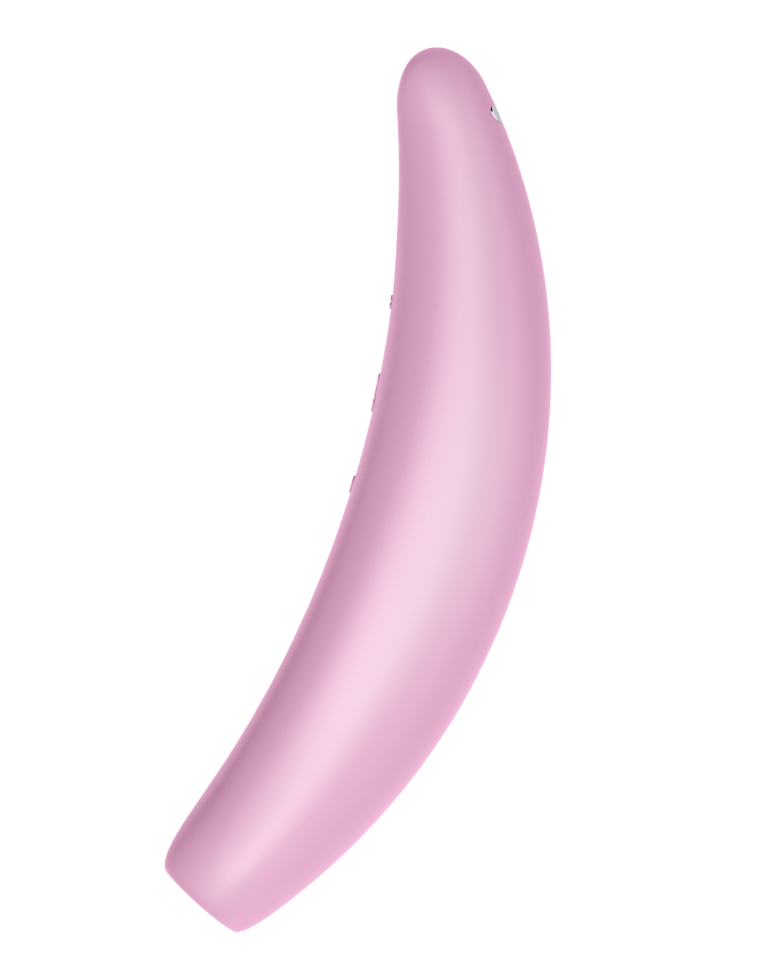 Satisfyer Curvy 3+ Pressure Wave + Vibration Stimulator - Pale Pink side view showing the curve of the body