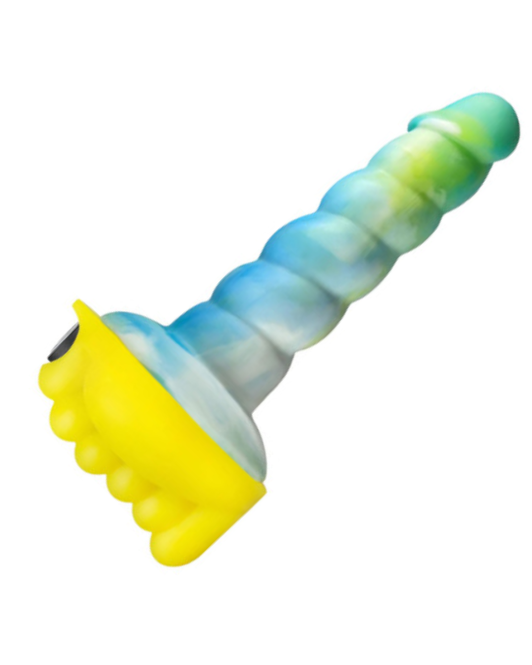 Honeybunch Textured Dildo Base with Vibrator Pocket for Harness Play - Yellow