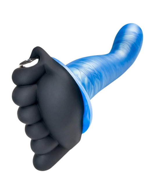 Honeybunch Textured Dildo Base with Vibrator Pocket for Harness Play - Black on dildo - not included
