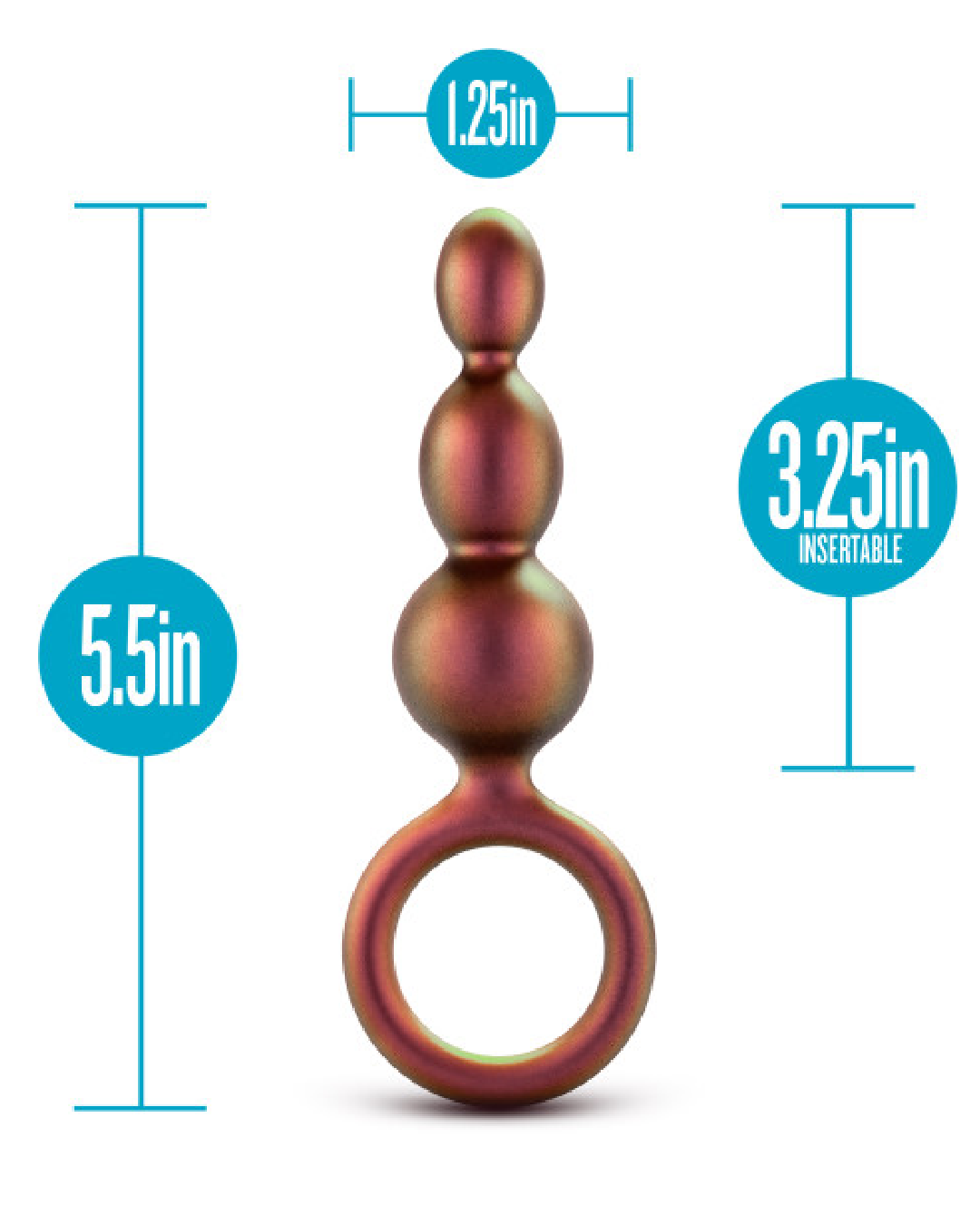 Anal Adventures Matrix  Beaded Loop Butt Plug graphic showing size 