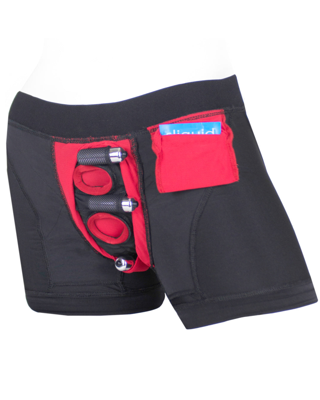 Spareparts Tomboii Plus Size Packing Boxer Briefs  - Black & Red Nylon