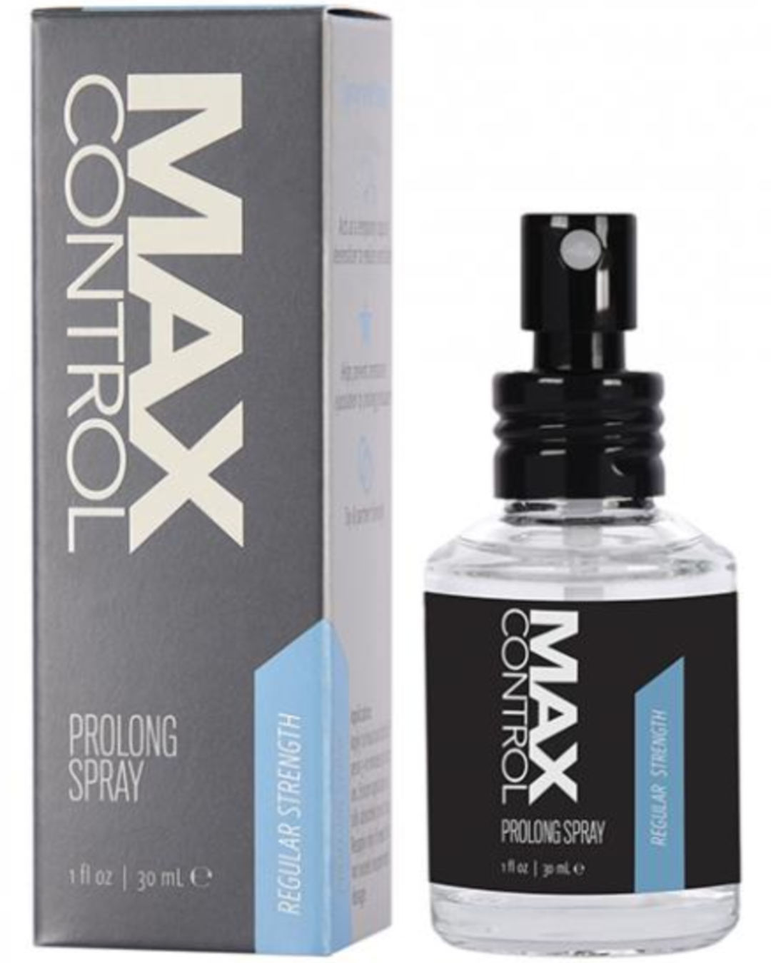 Max Control Prolong Spray Regular Strength - 1oz bottle and box 