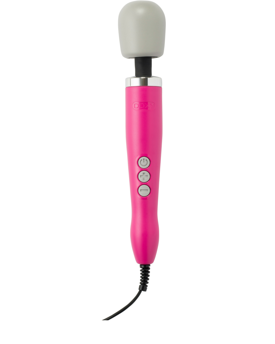 pink doxy massager wand upright showing cord 